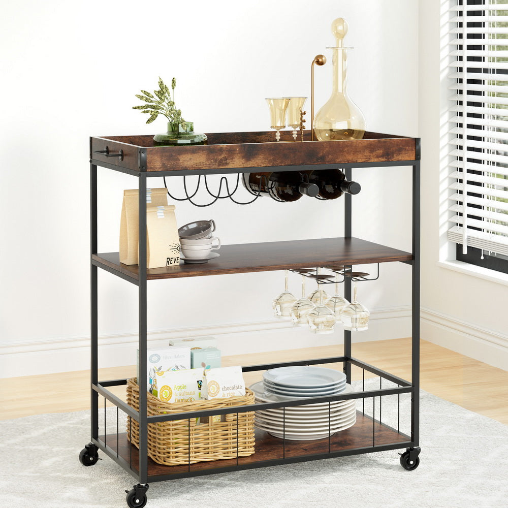 Kitchen & Dining Trolleys: Artiss Kitchen Island Rolling Serving Cart
