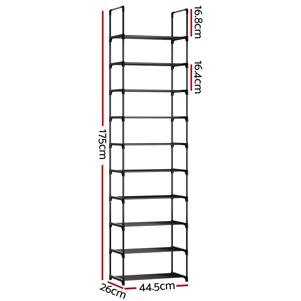 Shoe Storage: Artiss Shoe Rack DIY Stackable 10-tier Black Dunn