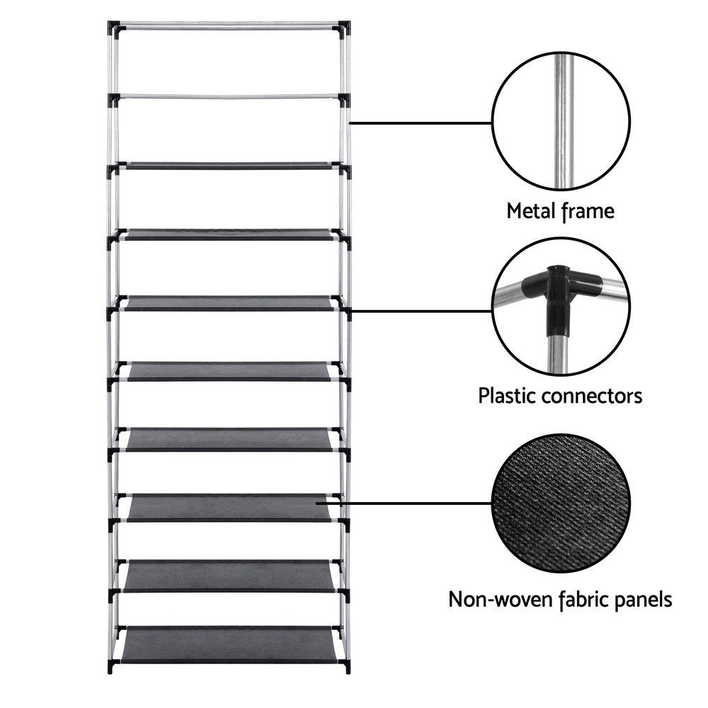Shoe Storage: Artiss Shoe Rack Cabinet Removable Cover 10 tier Black