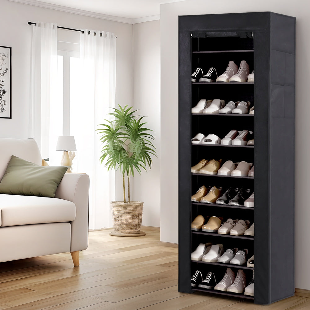 Shoe Storage: Artiss Shoe Rack Cabinet Removable Cover 10 tier Black
