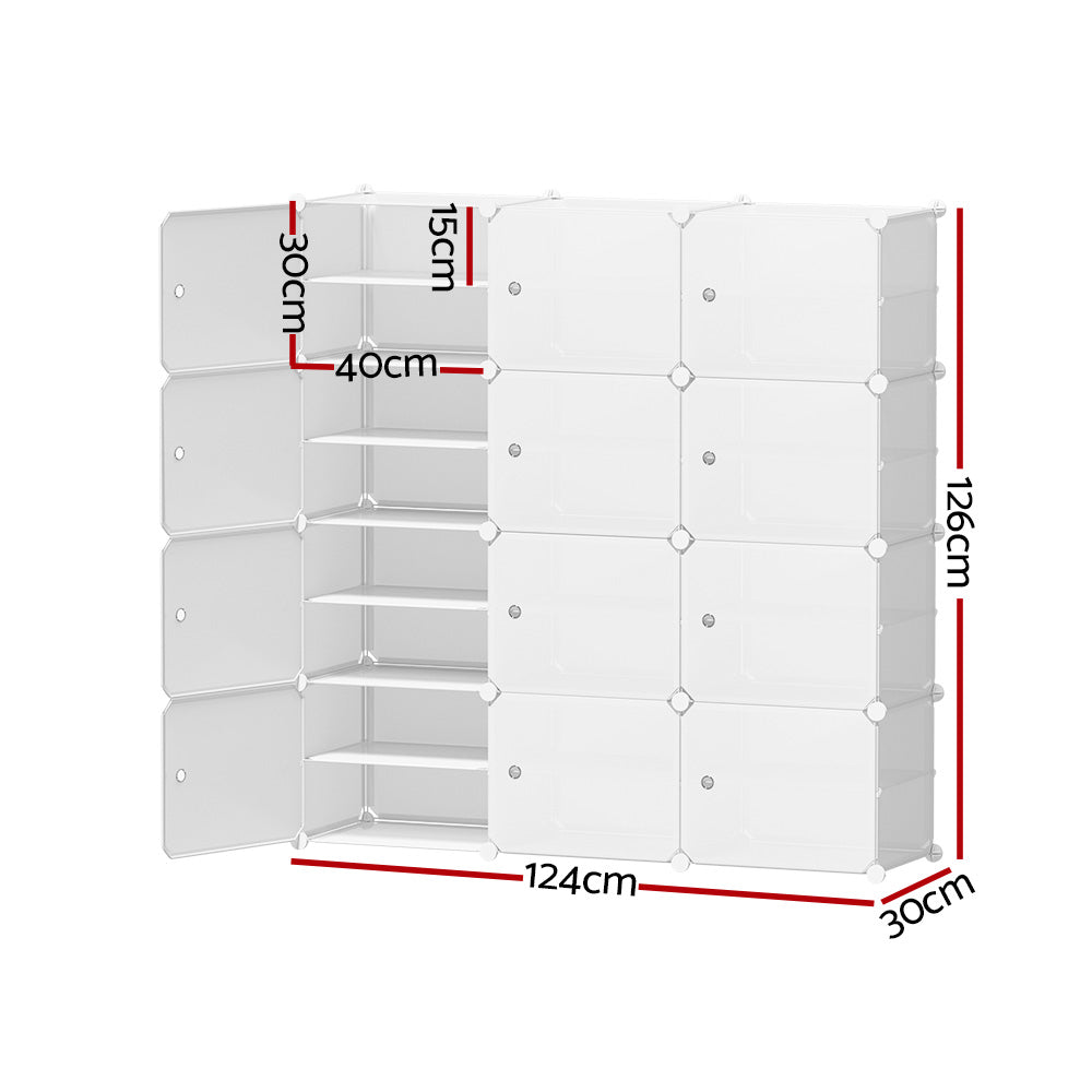 Shoe Storage: Artiss Shoe Rack DIY 12 Storage Cube Stackable White