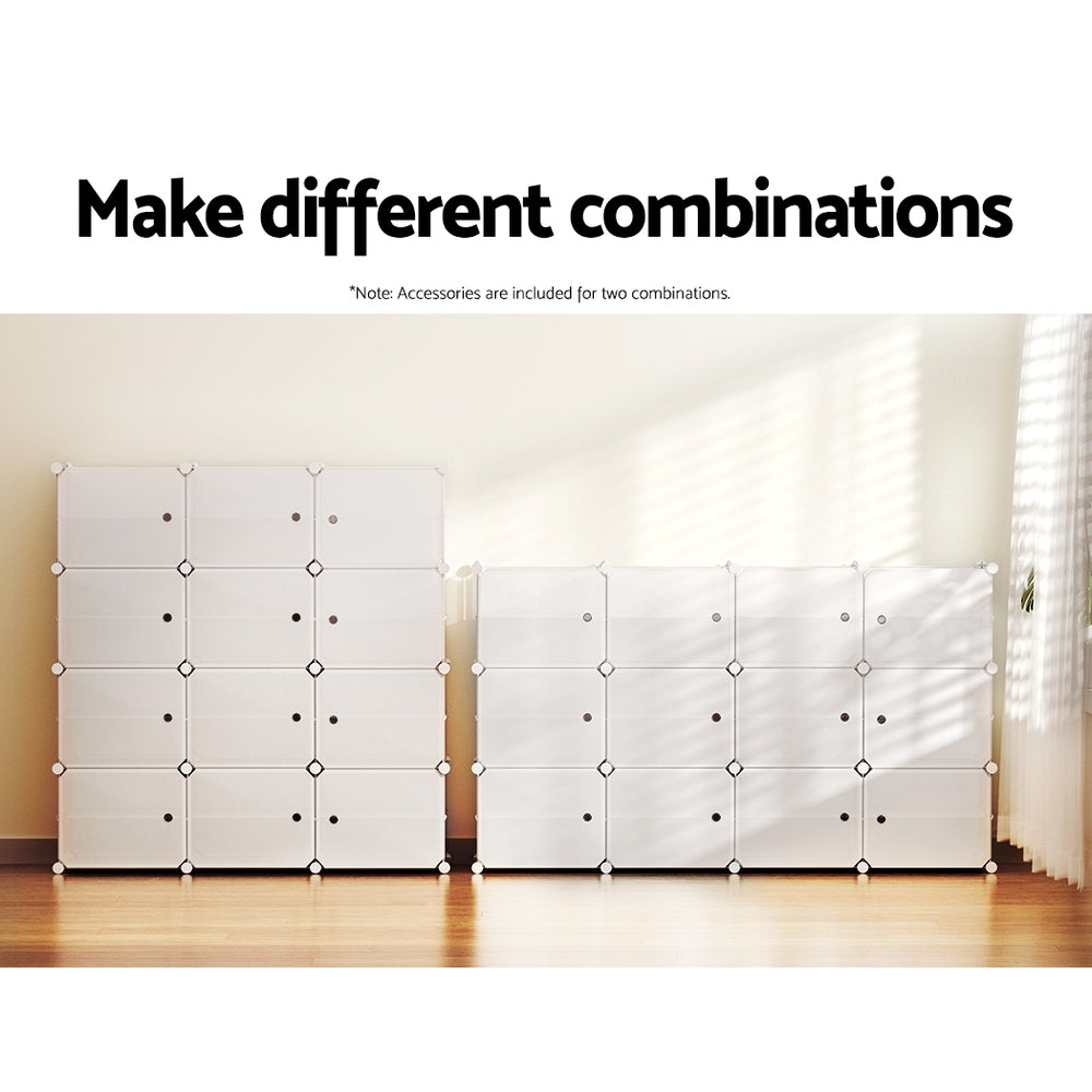 Shoe Storage: Artiss Shoe Rack DIY 12 Storage Cube Stackable White