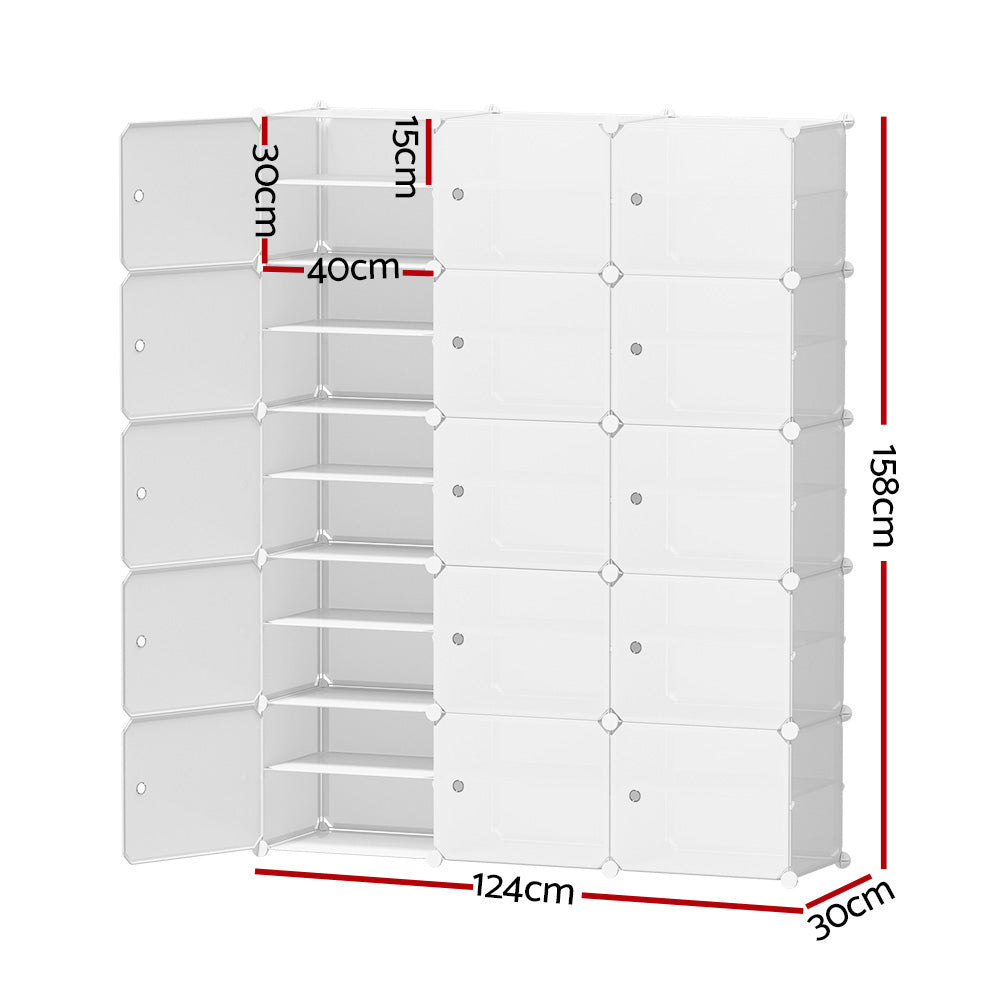 Shoe Storage: Artiss Shoe Rack Storage Cabinet DIY 15 Storage Cube Stackable White