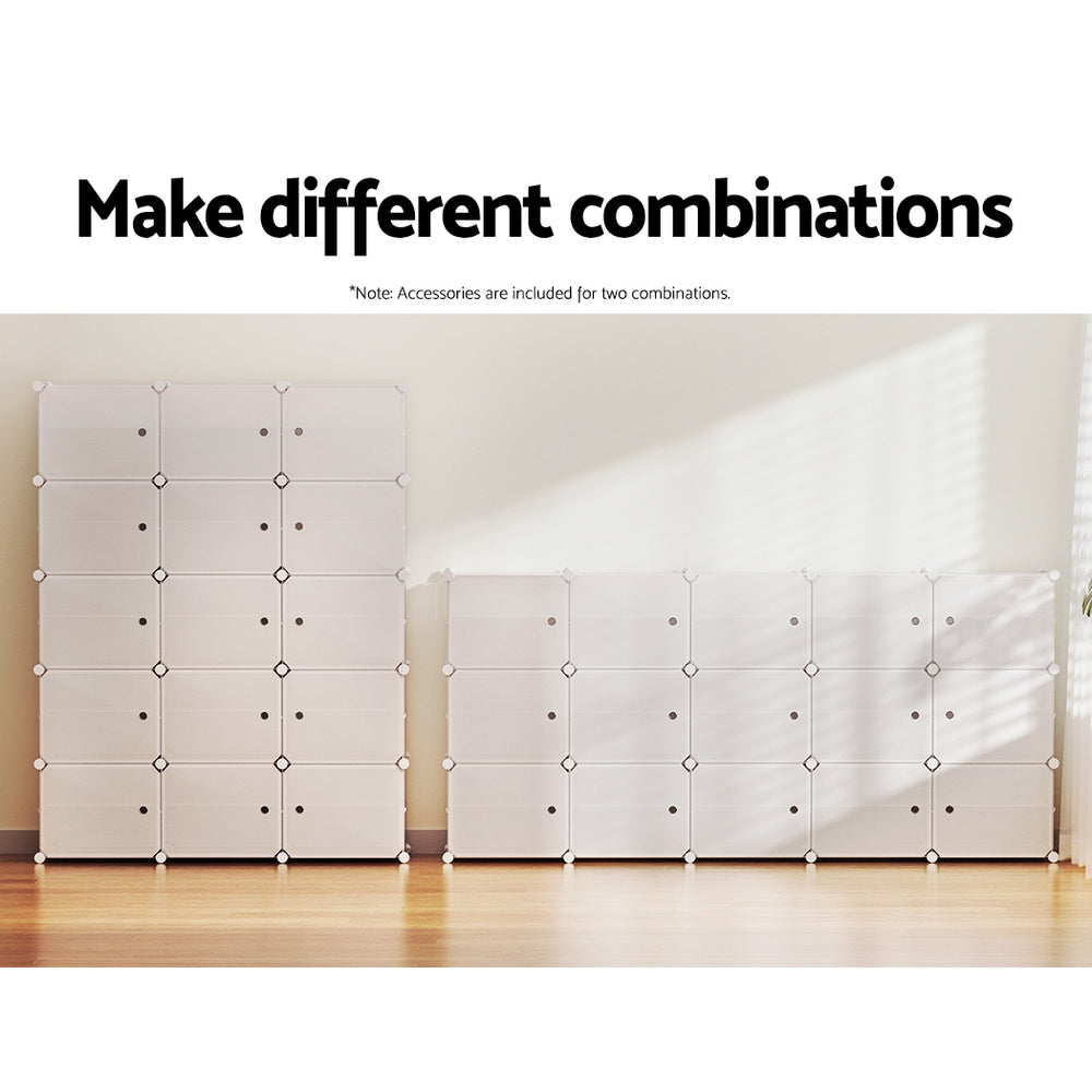 Shoe Storage: Artiss Shoe Rack Storage Cabinet DIY 15 Storage Cube Stackable White