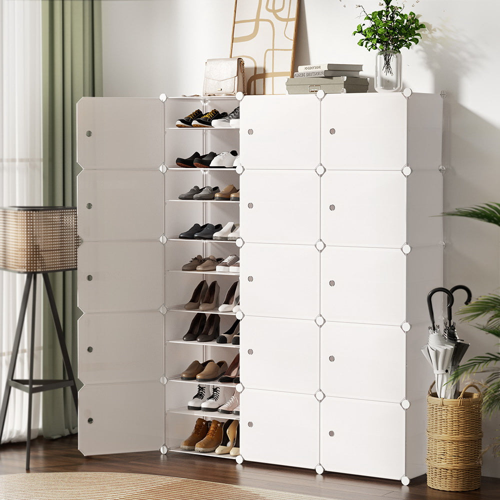 Shoe Storage: Artiss Shoe Rack Storage Cabinet DIY 15 Storage Cube Stackable White