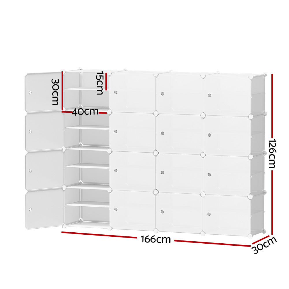 Shoe Storage: Artiss Shoe Rack DIY 16 Storage Cube Stackable White