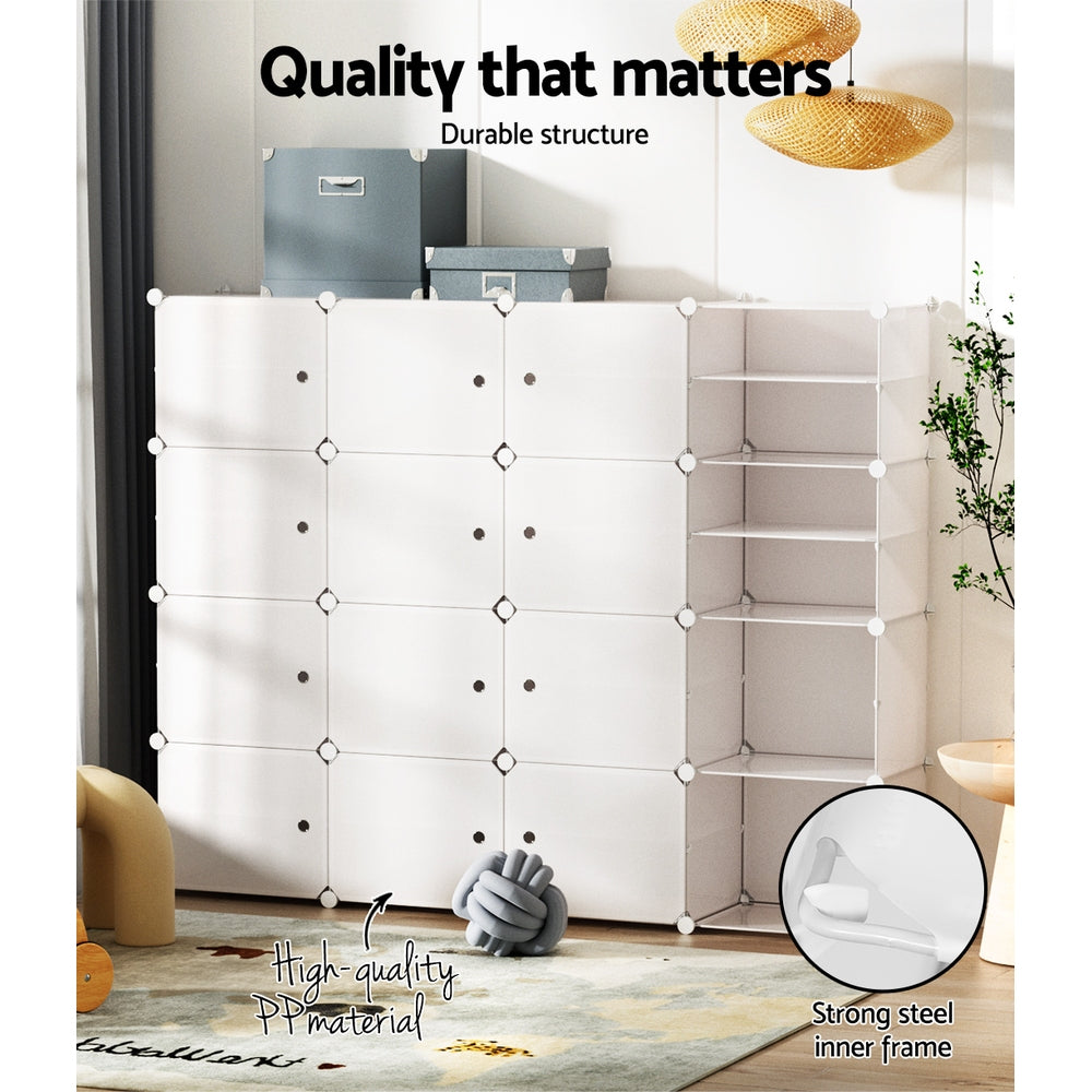 Shoe Storage: Artiss Shoe Rack DIY 16 Storage Cube Stackable White