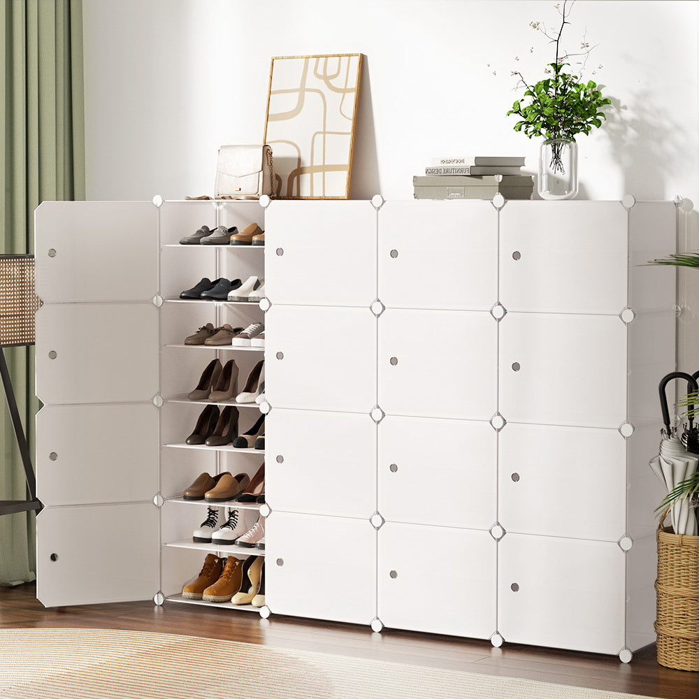Shoe Storage: Artiss Shoe Rack DIY 16 Storage Cube Stackable White
