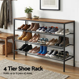 Shoe Storage: Artiss Shoe Rack 4 tier Storage Organiser Walnut