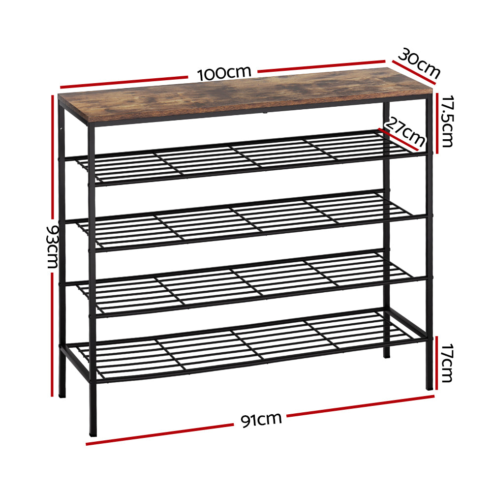 Shoe Storage: Artiss Shoe Rack 5-tier 25 Pairs Walnut Bob