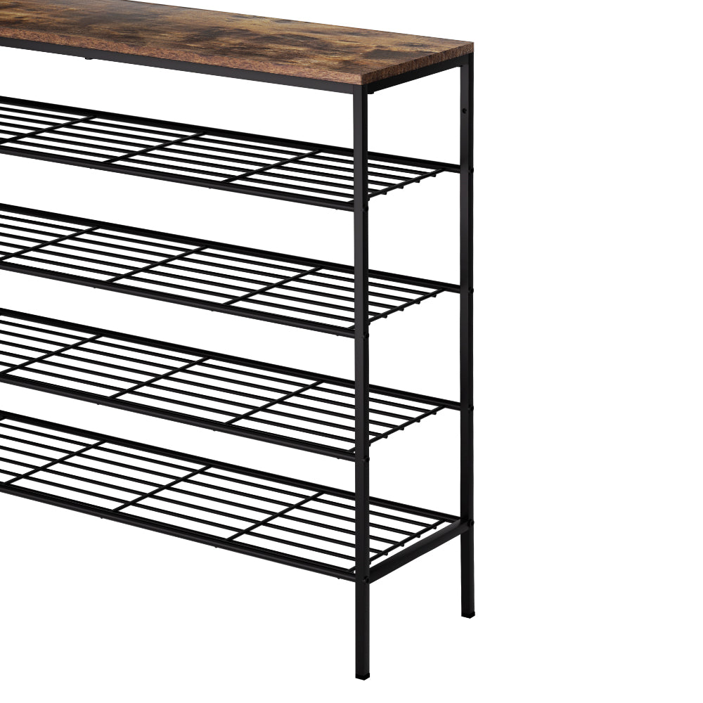 Shoe Storage: Artiss Shoe Rack 5-tier 25 Pairs Walnut Bob