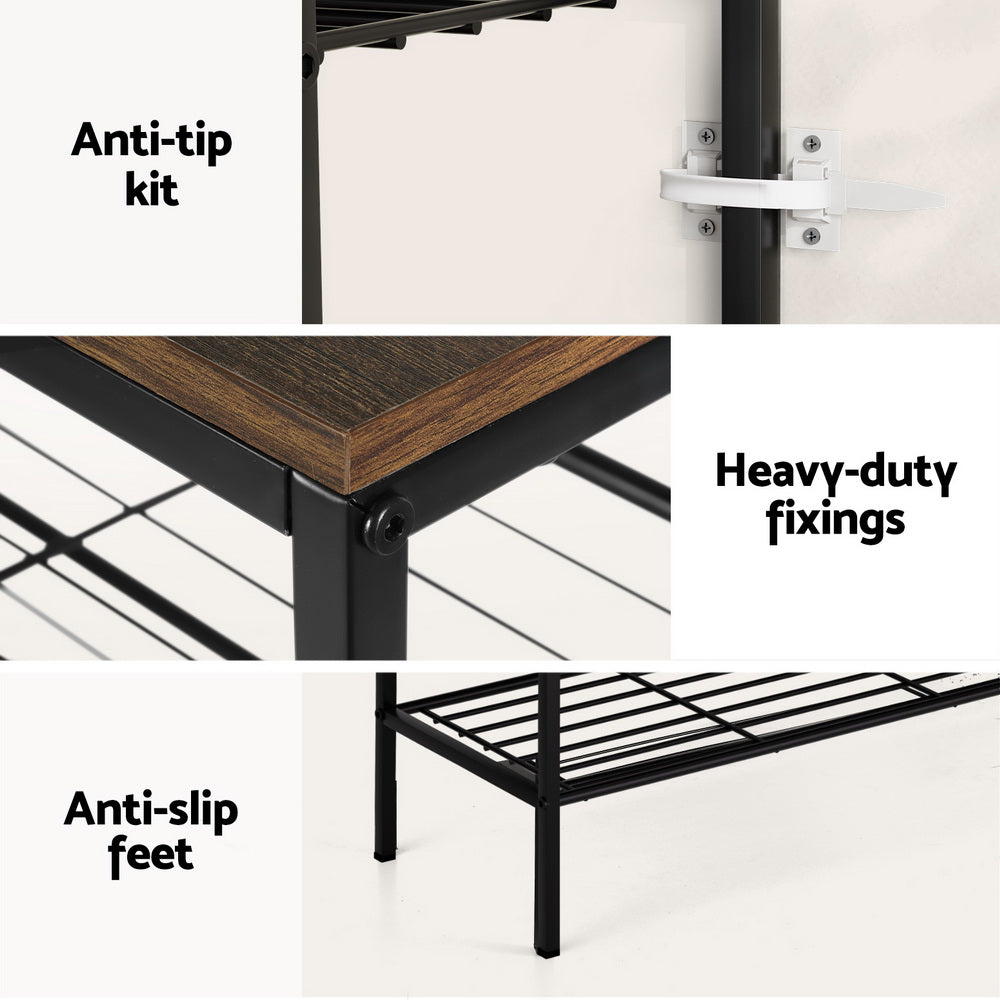 Shoe Storage: Artiss Shoe Rack 5-tier 25 Pairs Walnut Bob