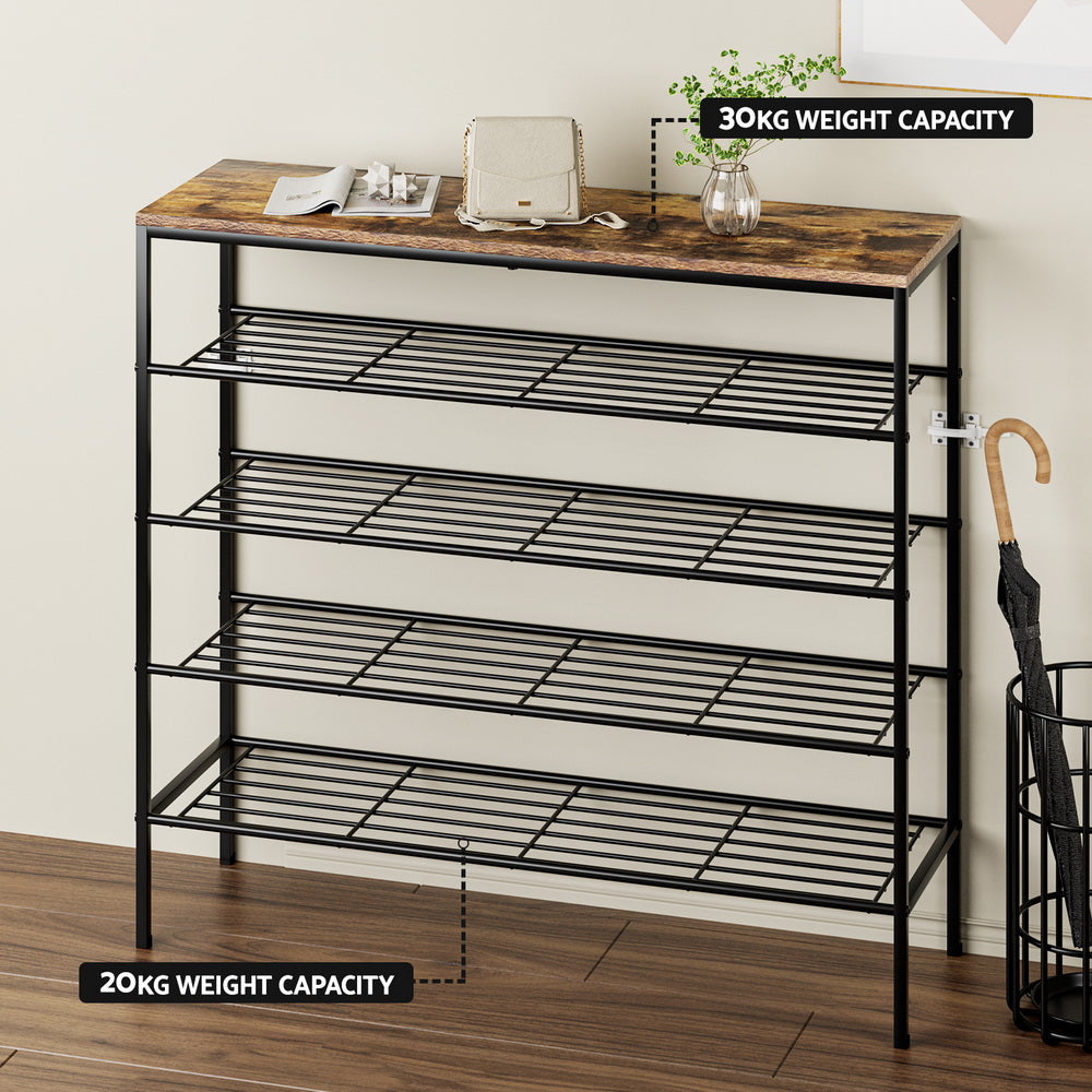 Shoe Storage: Artiss Shoe Rack 5-tier 25 Pairs Walnut Bob