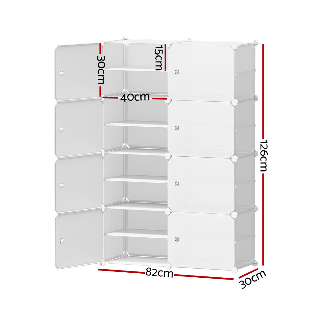 Shoe Storage: Artiss Shoe Box DIY Set of 8 Storage Cube Stackable White
