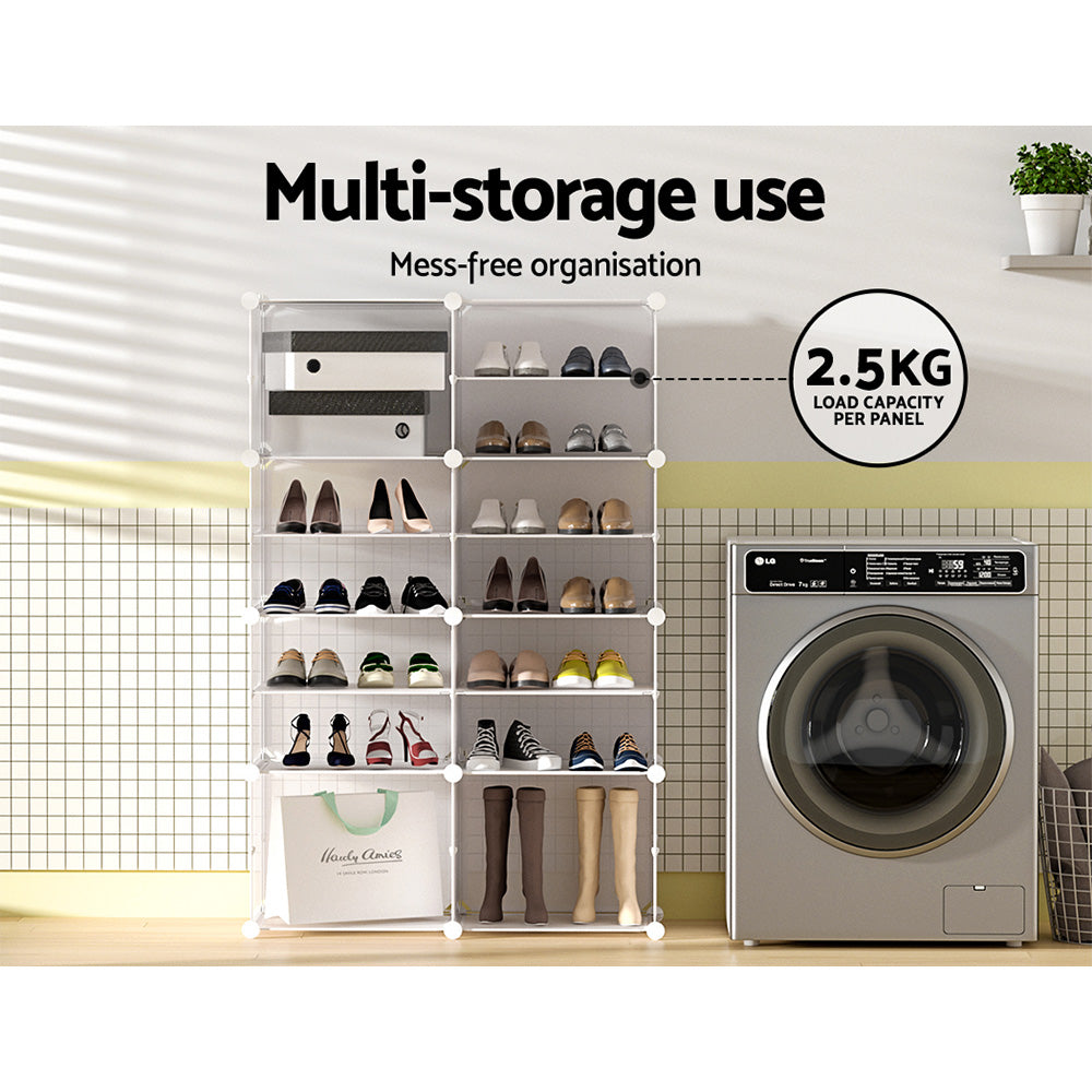 Shoe Storage: Artiss Shoe Box DIY Set of 8 Storage Cube Stackable White
