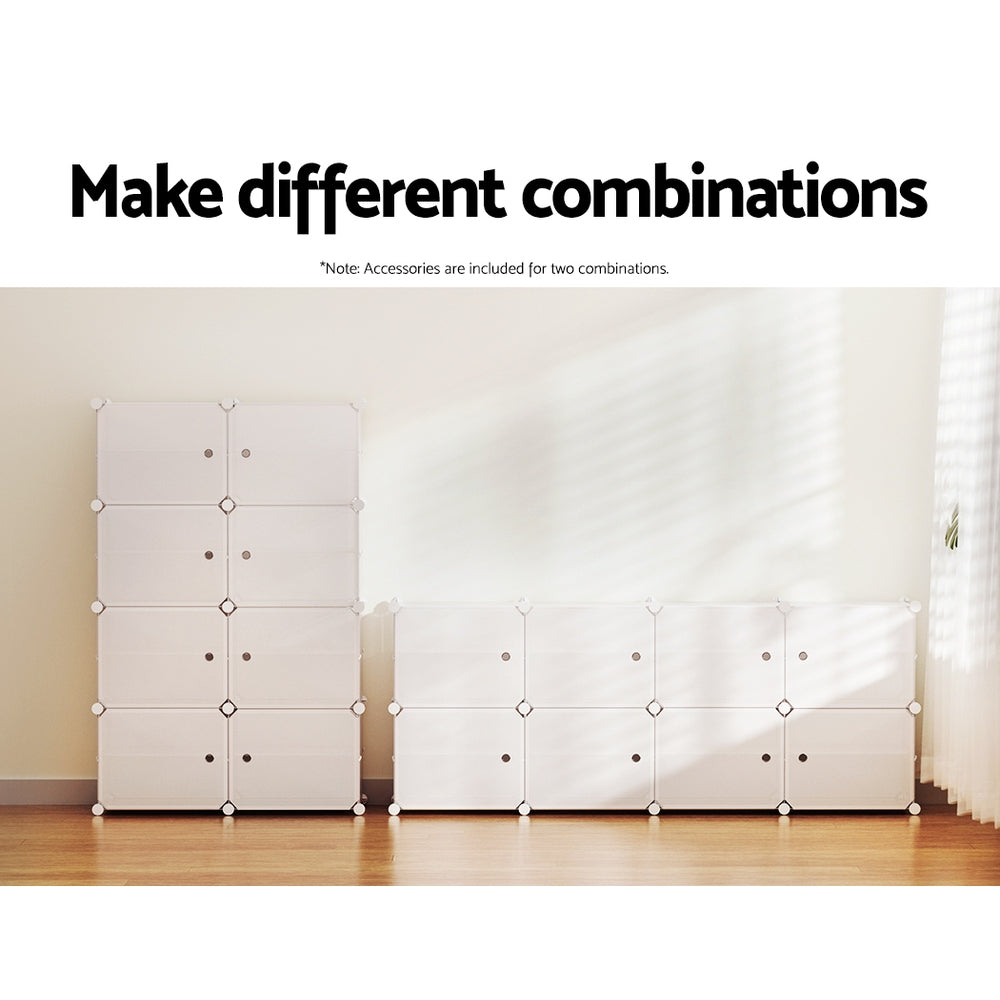 Shoe Storage: Artiss Shoe Box DIY Set of 8 Storage Cube Stackable White