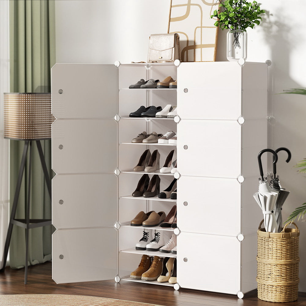 Shoe Storage: Artiss Shoe Box DIY Set of 8 Storage Cube Stackable White