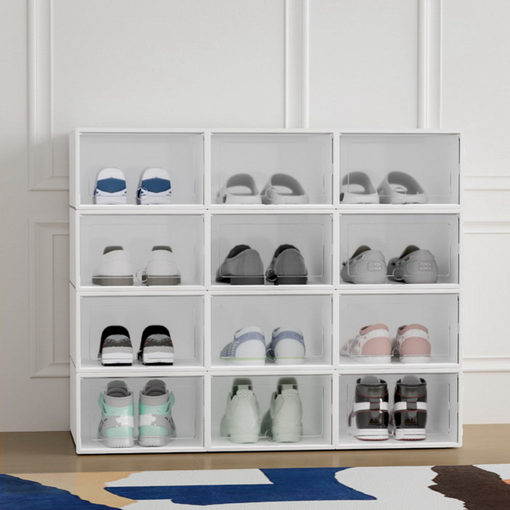 Storage Boxes: Artiss Shoe Box Rack DIY Set of 12 Stackable White Abel