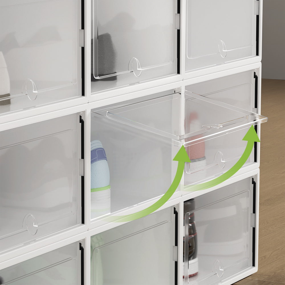 Storage Boxes: Artiss Shoe Box Rack DIY Set of 24 Stackable White Abel