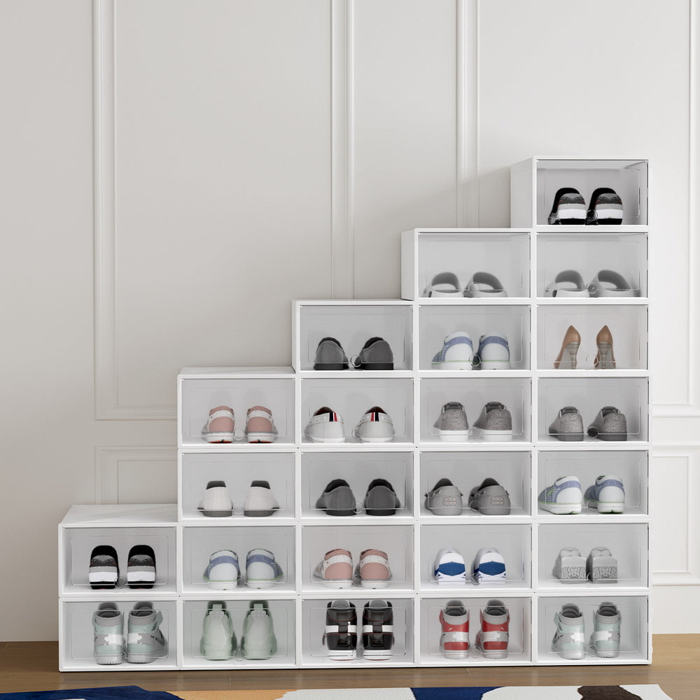 Storage Boxes: Artiss Shoe Box Rack DIY Set of 24 Stackable White Abel