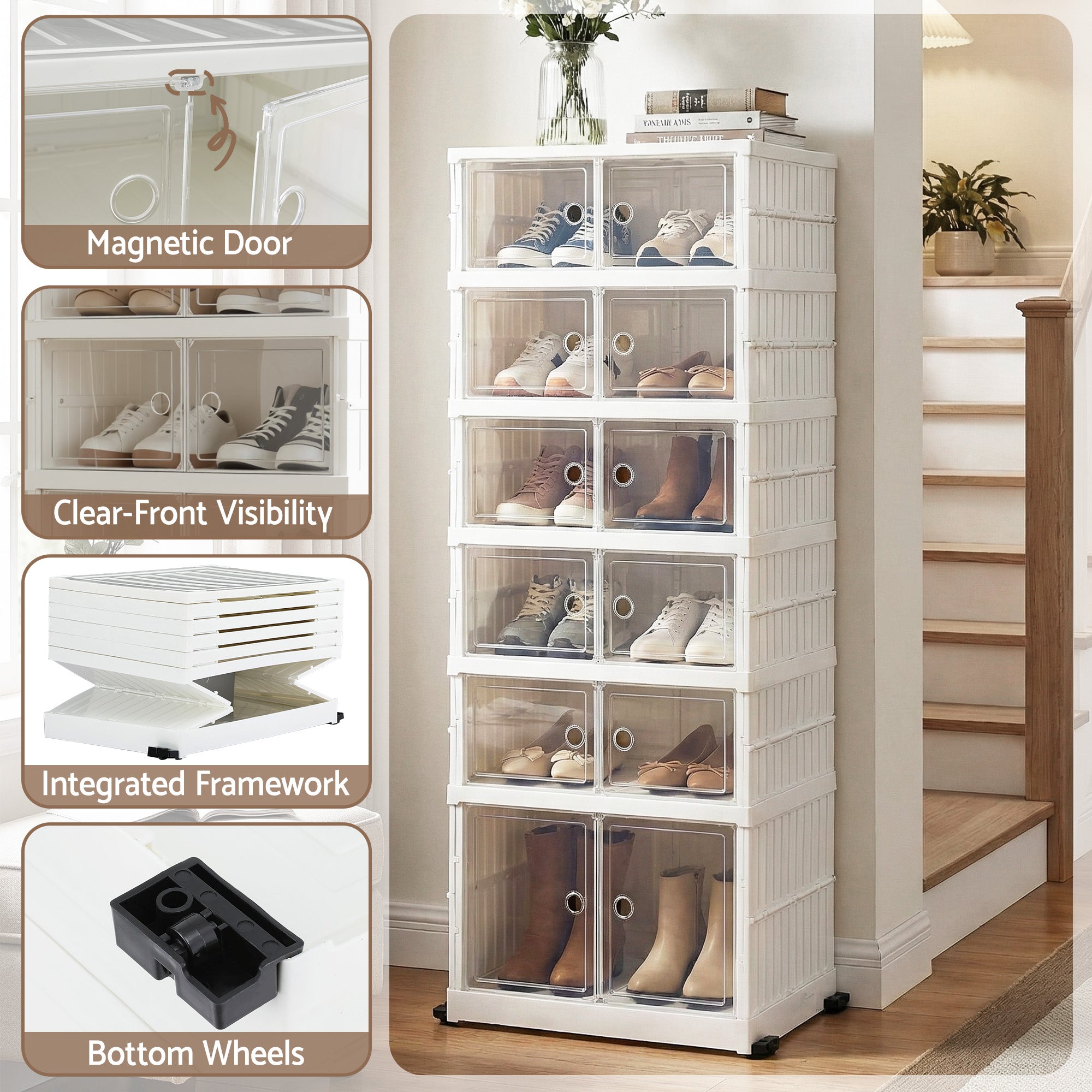 Shoe Storage: Artiss Foldable Shoe Storage Box 6 Tier 12 Pairs Entryway