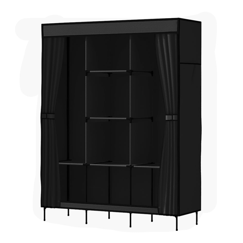 Clothing & Wardrobe Storage: Artiss Large Portable Clothes Closet Wardrobe with Shelf Black