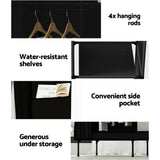 Clothing & Wardrobe Storage: Artiss Large Portable Clothes Closet Wardrobe with Shelf Black