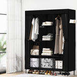 Clothing & Wardrobe Storage: Artiss Large Portable Clothes Closet Wardrobe with Shelf Black