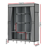 Clothing & Wardrobe Storage: Artiss Large Portable Clothes Closet Wardrobe with Shelf Grey