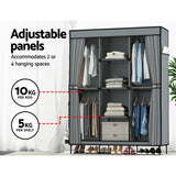 Clothing & Wardrobe Storage: Artiss Large Portable Clothes Closet Wardrobe with Shelf Grey