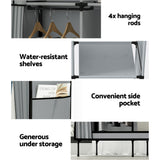 Clothing & Wardrobe Storage: Artiss Large Portable Clothes Closet Wardrobe with Shelf Grey