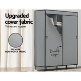 Clothing & Wardrobe Storage: Artiss Large Portable Clothes Closet Wardrobe with Shelf Grey