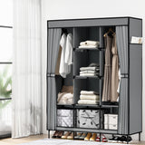 Clothing & Wardrobe Storage: Artiss Large Portable Clothes Closet Wardrobe with Shelf Grey