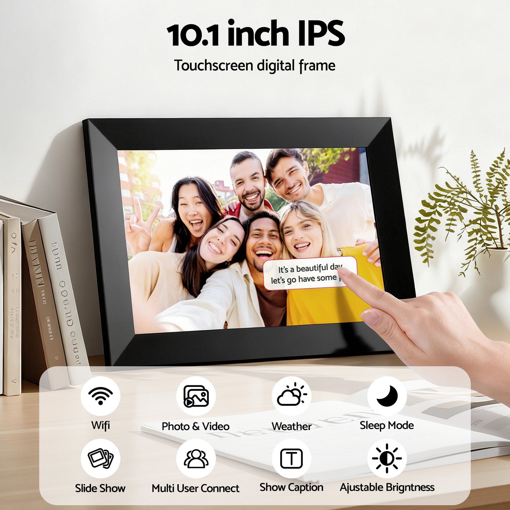 Picture Frames: Artiss Digital Photo Frame 10.1 Inch WIFI Touch-Screen Picture Video Player 32G