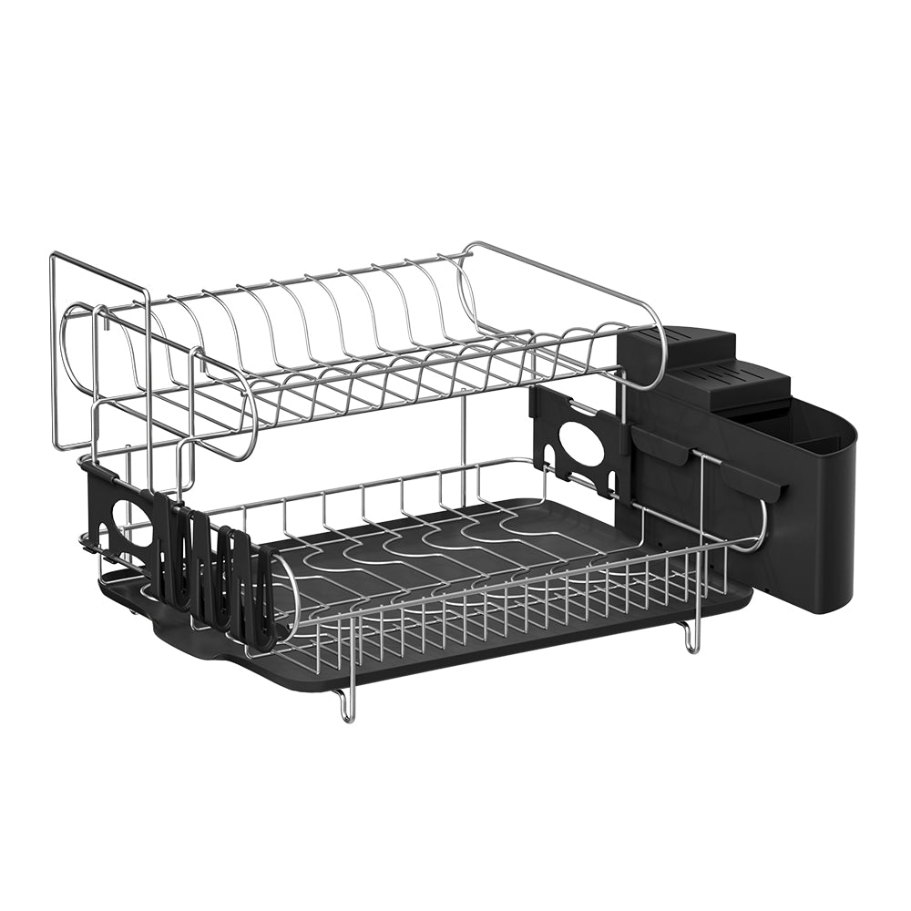 Dish Racks: Cefito Dish Rack Drying Drainer Cup Holder Cutlery Tray Kitchen Organiser 2-Tier