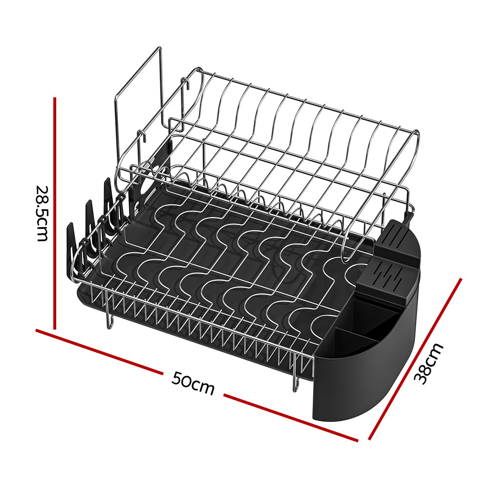 Dish Racks: Cefito Dish Rack Drying Drainer Cup Holder Cutlery Tray Kitchen Organiser 2-Tier