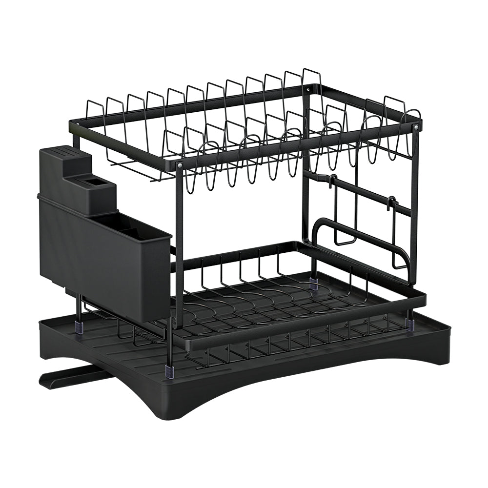 Dish Racks: Cefito Dish Rack Expandable Drying Drainer Cutlery Holder Tray Kitchen 2 Tiers