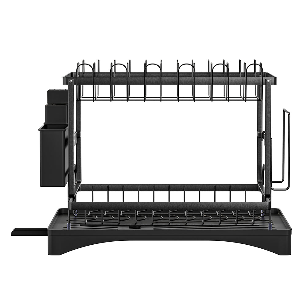 Dish Racks: Cefito Dish Rack Expandable Drying Drainer Cutlery Holder Tray Kitchen 2 Tiers
