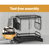 Dish Racks: Cefito Dish Rack Expandable Drying Drainer Cutlery Holder Tray Kitchen 2 Tiers