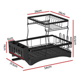Dish Racks: Cefito Dish Rack Expandable Drying Drainer Cutlery Holder Tray Kitchen 2 Tiers