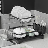 Dish Racks: Cefito Dish Rack Expandable Drying Drainer Cutlery Holder Tray Kitchen 2 Tiers