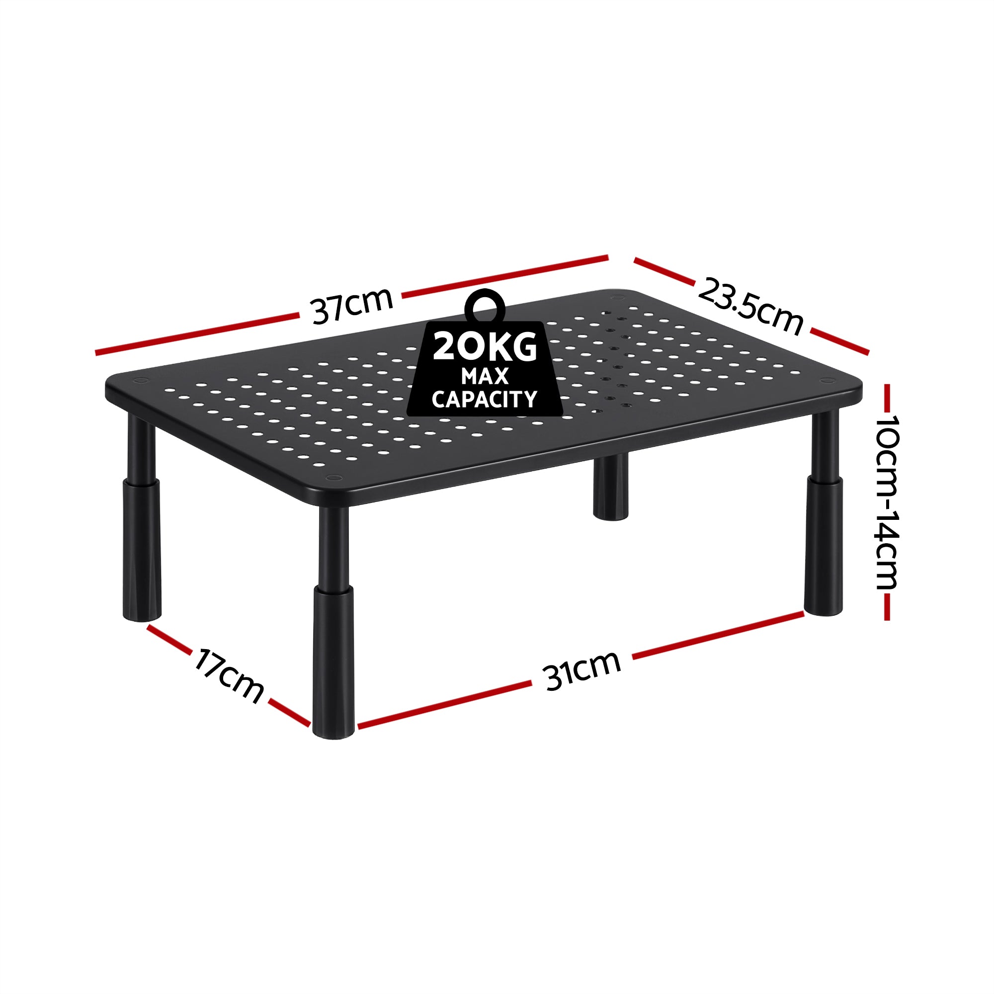 Desktops & Accessories: Artiss Monitor Stand Adjustable Riser For Computer Monitor And Laptop 3 Height Desk Organizer Black
