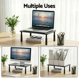 Desktops & Accessories: Artiss Monitor Stand Adjustable Riser For Computer Monitor And Laptop 3 Height Desk Organizer Black