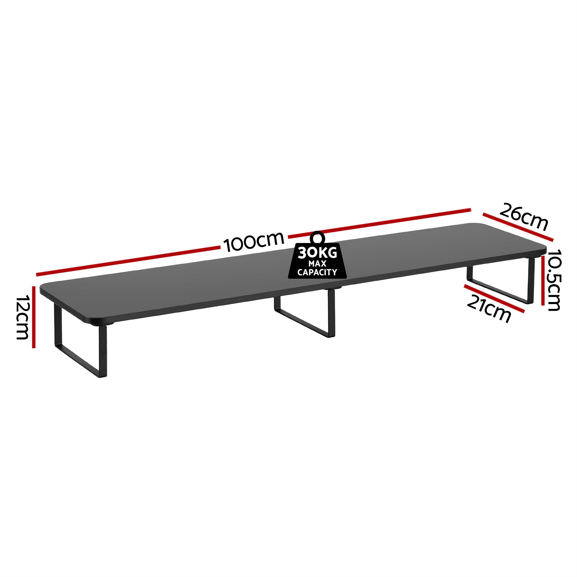 Desktops & Accessories: Artiss Dual Monitor Stand 100cm Riser Large Laptop Stand Desk Organiser Black