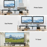 Desktops & Accessories: Artiss Dual Monitor Stand 100cm Riser Large Laptop Stand Desk Organiser Black
