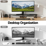 Desktops & Accessories: Artiss Dual Monitor Stand 100cm Riser Large Laptop Stand Desk Organiser Black