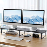 Desktops & Accessories: Artiss Dual Monitor Stand 100cm Riser Large Laptop Stand Desk Organiser Black