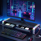 98765-Artiss RGB Monitor Stand with USB Hub Desk Organiser Charging Stand Computer Stand Black