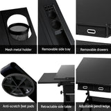 Artiss Drawing Desk Stool Set Drafting Table Adjustable Angle Tilt Drawers Black