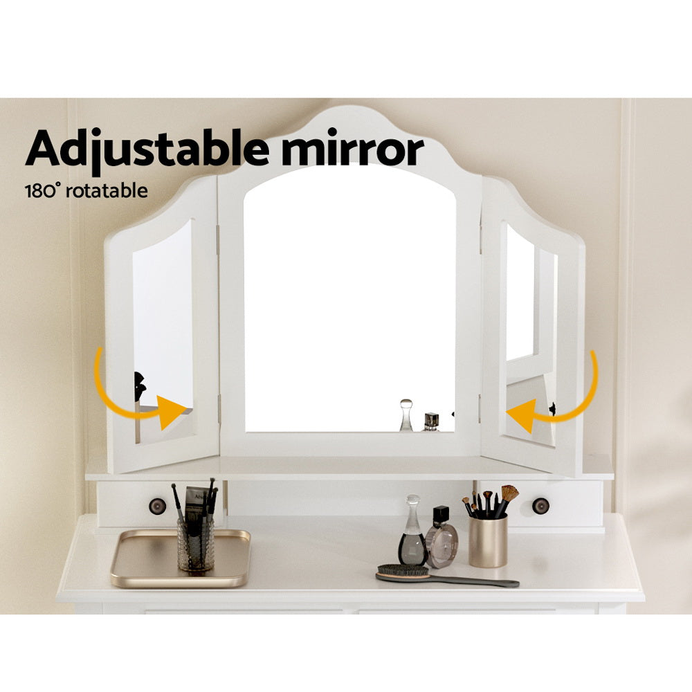 Dressing Vanity & Dressing Tables: Artiss Dressing Table Stool Set Foldable Mirror White